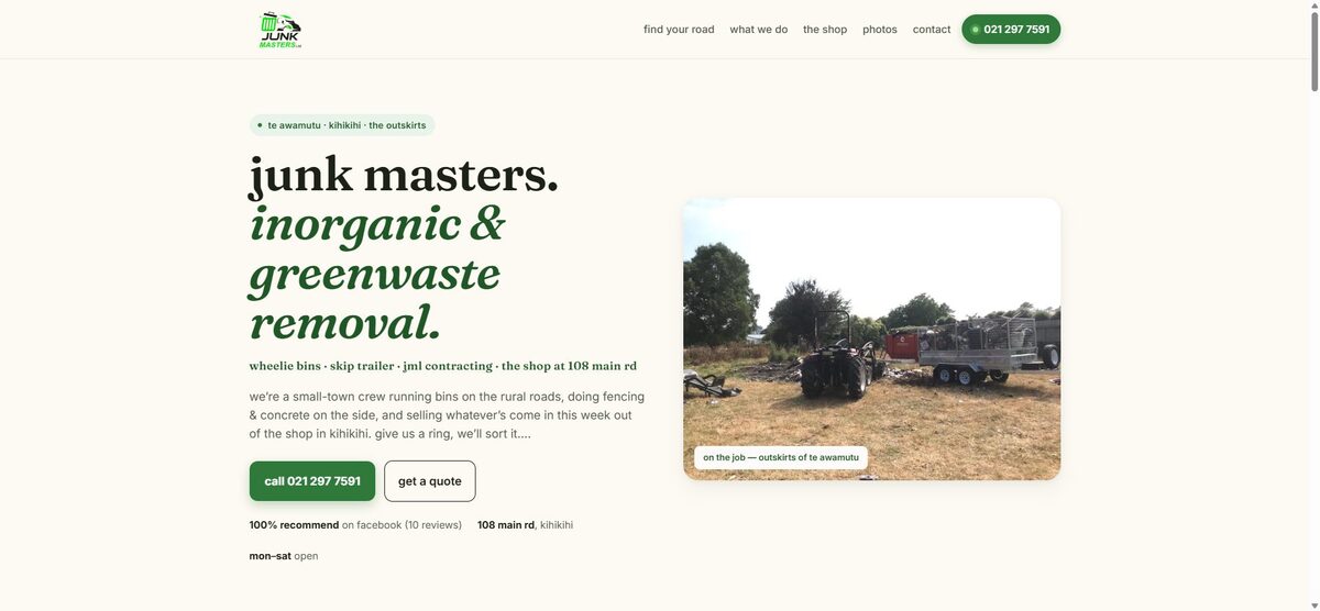 The Junk Masters website built by EliteSpec
